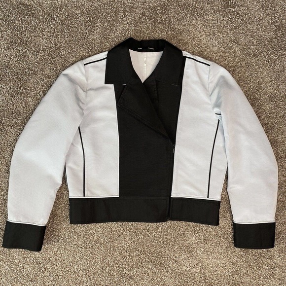 Bouguessa Black Light Blue Textured Long Sleeve Blazer Jacket Womens - Picture 1 of 16